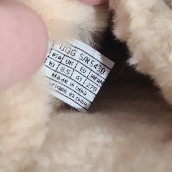 UGG Sovang Suede Sheepskin Mule Clogs Size 10 Tan Floral 2" Heel - Picture 7 of 7